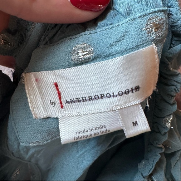 🌿 Anthropologie Robins Egg Blue Swiss Dot Ruffle Hem Dress 🌿 medium - Picture 4 of 5